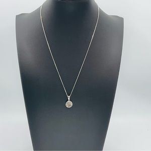 Sterling Silver Chain Necklace Druzy Gem Stone Jewel Pendant Italy GM Minimalist